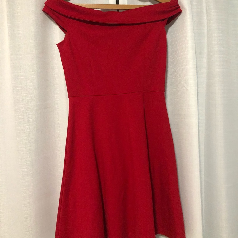 Red Off the Shoulder Skater Lulus Dress
